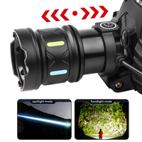 Lampe frontale LED 30W à 5 modes SOS avec double lumière jaune, zoom réglable 800M, longue portée, étanche