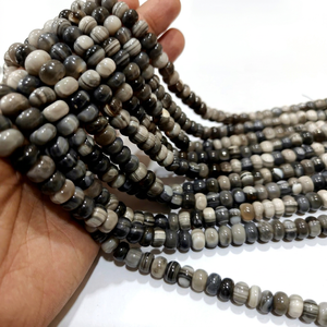 Perles en pierre d'opale grise naturelle semi-précieuse en gros, perles rondes de 8 mm, brins de pierres précieuses unies de 8 pouces de long - Product Image 1