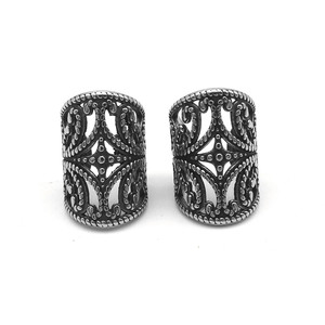 Pendientes de moda yunnique, diseño geométrico de plata tibetana con patrón retro hueco para parejas - Product Image 2