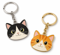 Porte-clés en métal personnalisé avec visage de chat ludique, logo sur mesure, vente en gros, cadeau d'entreprise, fabricant en gros de porte-clés métalliques
