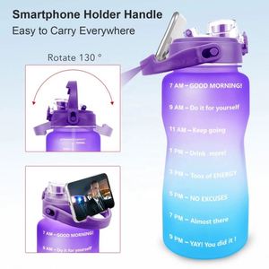Motivational Gradient Water Bottle with Time Marker Straw, <b>Large</b> Capacity Gym Bottle for Fitness, Leakproof - Product Image 6