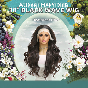 Parrucca Sintetica Nera Ondulata da 26 Pollici con Pizzo Frontale, Fibra Resistente al Calore, Alta Qualità, Capelli Sintetici, Modello <span class=keywords><strong>2026</strong></span> di Tendenza - Product Image 2
