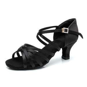 Zapatos de Baile Latino de Satén con Cordones <span class=keywords><strong>para</strong></span> Mujer, Correas Ajustables en el Tobillo, Transpirables, Cómodos, con Hebilla de Pedrería, <span class=keywords><strong>Plataforma</strong></span> y Tacón Alto - Product Image 1