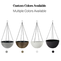 Jardinière suspendue en résine Vike 12/14 pouces avec maille intérieure respirante, résistante à la corrosion, pour usage intérieur/extérieur, fabricant OEM/ODM, sur mesure