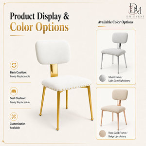 Chaise de salle à manger rembourrée en acier inoxydable doré avec garniture cloutée pour mariages, hôtels et événements de banquet (vente en gros) - Product Image 5