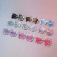 9678 New Big Frame Children's Sunglasses Pearl Beauty Sunglasses Baby Candy Fashion Cute Sun Glasses for Kids