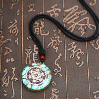 Classique en gros Yoga pierre précieuse naturelle pendentif rond collier spirituel ésotérique pour unisexe