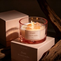 Vase à bougie en verre ambré à large ouverture avec mèche en coton 200g, coffret cadeau de luxe, logo personnalisé, vente en gros