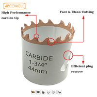 Scie cloche à pointe en carbure TCT pour un découpage rapide et propre, efficace pour l'élimination de bouchons, pour le perçage de l'acier inoxydable, du métal et du bois