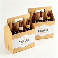 Boîte d'emballage biodégradable personnalisable en gros avec poignée, pour 4, 6, 8 ou 12 packs de bière, café ou boissons, en papier – Conception gratuite