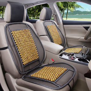 Coussins de siège auto en perles de bois et soie glacée respirante, massage, pièce avant unique, lot de 2 pièces, ensemble complet - Product Image 4