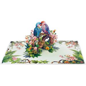 Parrot Couple Infinity Love Pop-Up 3D <b>Paper</b> Anniversary Greeting Card 4 Color Digital Printing <b>Gloss</b> Lamination for Him Her Wife - Product Image 4