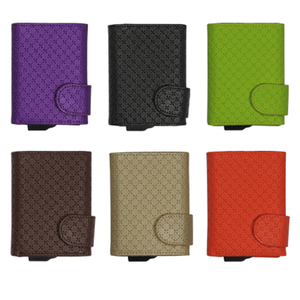 Aluminum PU Leather Open Closure Anti-Theft Business <b>Card</b> Holder Wallet RFID Blocking Short Length Money Clip with Nylon Lining - Product Image 6