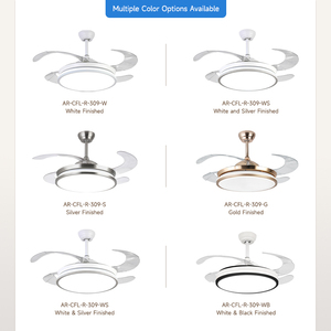 Modern 42" Retractable Black 4 Blades 3 CCT Remote Control 6-Speed Timing Function Chandelier Fan <b>Lamp</b> for Living Room Bedroom - Product Image 4