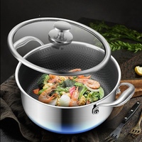 Casserole antiadhésive de 6 litres avec couvercle en verre trempé, casserole en acier inoxydable compatible avec toutes les plaques de cuisson/lave-vaisselle