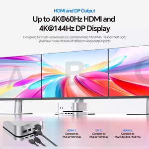 PULWTOP Mac Mini M4 Dock Stand con DP 4K 144Hz y HDMI 4K60, Mac Mini M4 Pro Hub con <span class=keywords><strong>4TB</strong></span> NVMe SSD Enclosure (SSD NO incluido) - Product Image 3