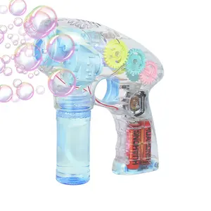 2023 Upgraded Transparent Fish Light Up Bubble Machine Gun For Children K Toddlers