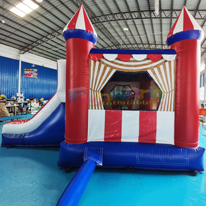 Castillo inflable húmedo/seco con temática de circo, con tobogán doble. - Product Image 5