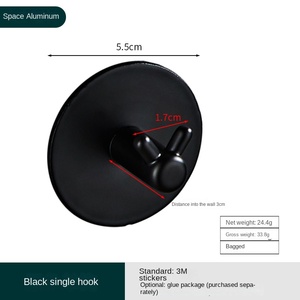 Bắc Âu Sáng Tạo Màu Đen Kim Loại Áo Móc Không Gian Nhôm Móc Đơn Cho Tường Mới Đấm Miễn Phí Thiết Kế Lớn Móc Cho Nhà Bếp Giẻ - Product Image 6