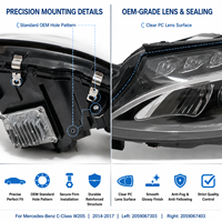 Faro LED Estilo Original W205 para Mercedes-Benz Clase C Versión Temprana, Lámpara Delantera con Proyector DRL, OE 2059067303 2059067403