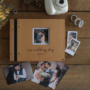 InStock Panneau en bois gravé au laser <span class=keywords><strong>A4</strong></span> personnalisé dans le livre d'or <span class=keywords><strong>Album</strong></span> <span class=keywords><strong>photo</strong></span> de mariage en bois Polaroid avec fenêtre - Product Image 2