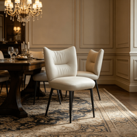 Chaise de salle à manger minimaliste contemporaine avec structure en fer massif, revêtement en similicuir, pieds en métal, pour la maison, les hôtels, les restaurants, les écoles