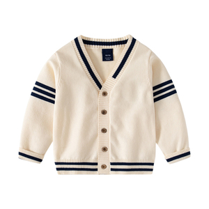 Automne nouveau tricoté bébé Cardigan <span class=keywords><strong>pull</strong></span> en gros col en V broderie simple boutonnage tricot garçon chandails - Product Image 3