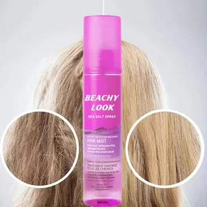 Spray de cabello orgánico de coco con textura totalmente natural y logotipo personalizado, sal marina para cabello rizado seco y rizado