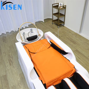 Lit de massage pour <span class=keywords><strong>shampoing</strong></span> Kisen Salon-<span class=keywords><strong>Pro</strong></span> avec anneau de spa capillaire, traitement coréen du cuir chevelu et chaises ergonomiques de luxe - Product Image 4
