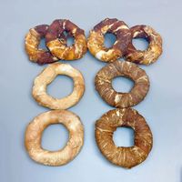 Friandises pour chiens en forme de beignets, de poulet et de canard séchés, résistantes aux morsures, de haute qualité, pour le nettoyage des dents molaires, riches en protéines, sans céréales