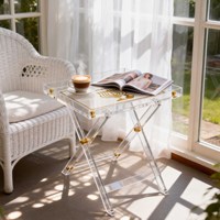 Tragbarer Balkon-Freizeittisch Maßgefertigter Acryl-Kaffeetisch Klappbarer Esstisch für Wohnzimmer und Camping-Möbel
