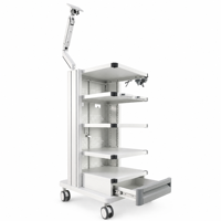 Chariot d'endoscopie mobile, poste de travail médical avec support VESA, bras articulé, étagères réglables et roulettes avec freins