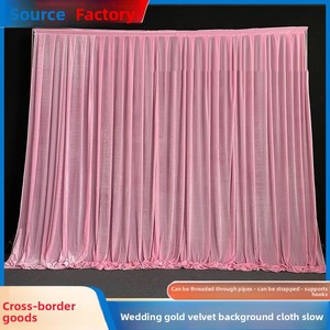 Décoration de scène de mariage, rideau de fond personnalisable en velours rouge de style chinois, rouge bordeaux, élégant et festif, vente en gros d'usine - Product Image 4