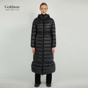 冬のフルスリーブ足首丈ファルバラ裾ロングレディースダウンコート90/10グースダウン - Product Image 4