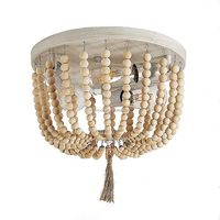 Plafonnier LED rond moderne à montage en surface avec perles en bois E27 pour chambre d'enfant, hôtel, cuisine