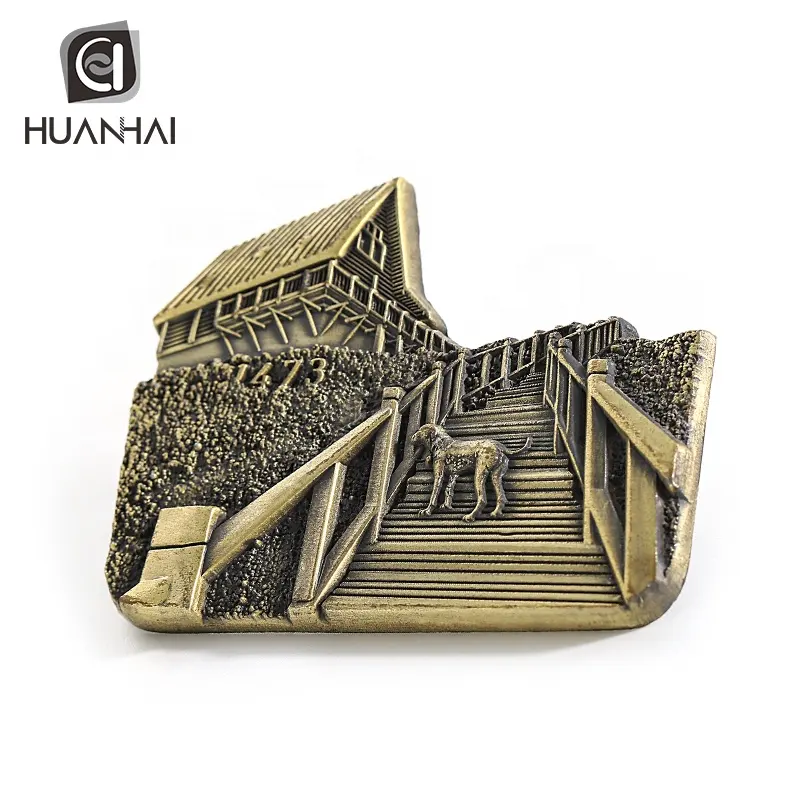 Özel antika bronz metal 3D logo suudi arabistan hayvan buzdolabı mıknatısları