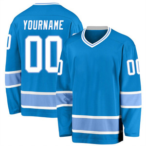 Tất Cả Các Đội Đã Sẵn Sàng Trong Kho Polyester Thêu Thiết Kế Ice Hockey Mặc Với Tên Số Bán Buôn Màu Đen Màu Xanh Trắng Hockey Jersey - Product Image 6