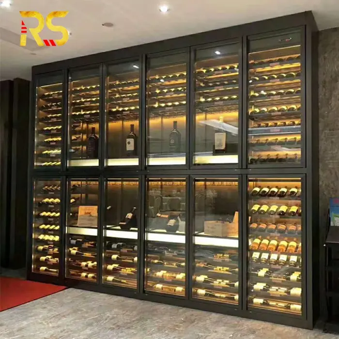 Hotel moderno in acciaio inox vino refrigeratore ristorante whisky wine rack display soggiorno wine bar cabinet per la casa