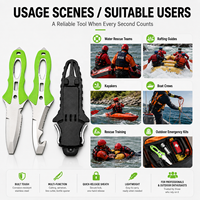 Couteau de sauvetage aquatique en acier inoxydable, coupe-corde, couteau de sécurité pour la plongée avec gaine à dégagement rapide pour kayak, rafting, navigation