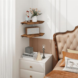 Étagères d'angle flottantes avec trou de cordon <span class=keywords><strong>pour</strong></span> boîte à câbles de haut-parleur Étagère de rangement <span class=keywords><strong>suspendue</strong></span> en bois Étagère d'angle Support mural - Product Image 5