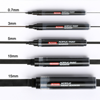 Mobee P-9COMBO-5B Lot de 5 marqueurs de peinture acrylique noire pour le dessin, le dessin et le bricolage.