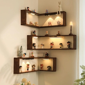 Wooden <strong>Corner</strong> Shelving <strong>Unit</strong> 90-Degree Wall-Mounted <strong>Storage</strong> Rack Living Room Creative Universal Design Wholesale - Product Image 4