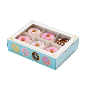 Vente en gros de boîte d'emballage biodégradable pour bouffée de dessert beignet avec logo personnalisé boîte de papier pour beignet avec anneau rempli glacé de <span class=keywords><strong>boulangerie</strong></span> - Product Image 1