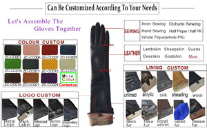 Gants en cuir tactiles élégants pour femme, style classique uni, sexy, en peau de mouton noire, pour l'hiver, la pêche, la plage, fabriqués dans une usine certifiée BSCI - Product Image 6