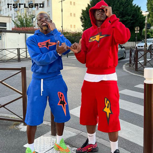 Ensemble sweat à capuche et short en coton French Terry imprimé pour homme, coupe classique et haute qualité, idéal pour logo personnalisé, tenue streetwear - Product Image 3