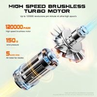 Mini ventilateur turbo portable 120000 tr/min avec batterie 3000 mAh à 3 vitesses pour voiture et usage domestique