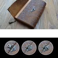 Carnet de notes créatif en cuir véritable journal de bureau vintage gravé avec serrure