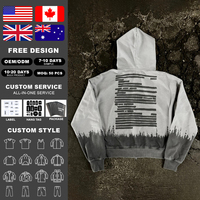 Sudadera con Capucha para Hombre de Alta Calidad con Lavado Ácido Gradual, Logotipo Personalizado, Moda, 100% Algodón, Peso Pesado, Holgada, Tallas Grandes
