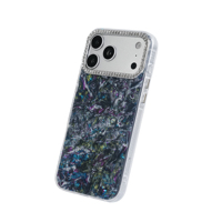 Funda de Teléfono Iridiscente con Diseño de Mármol Oscuro, TPU+PC, con Cristales de Imitación, Lente de Cámara con Brillo Reflectante, para iPhone 17 Pro Max