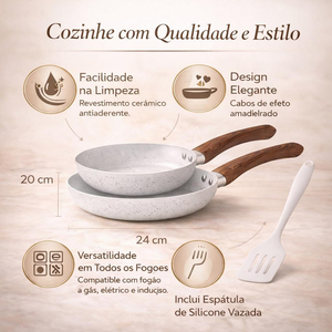 Modern Ceramic Non-Stick Aluminum Fry <b>Pan</b> Set with Wood Handle Round Skillet for Gas and <b>Induction</b> Cooker Frying <b>Pan</b> - Product Image 3